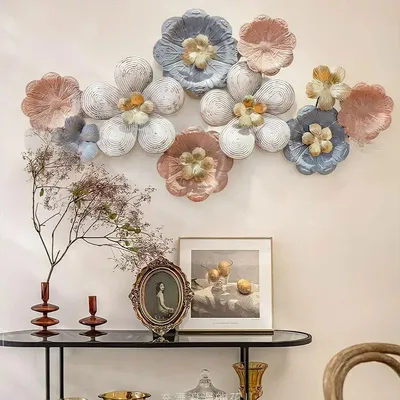 Classic Gray And White Floral Metal Wall Art Decor
