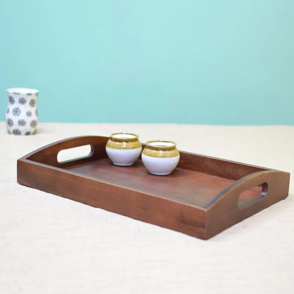 Classic Mahagony Wooden Serving Tray