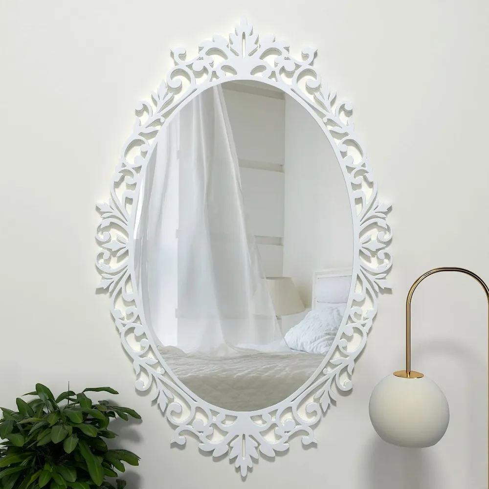 Classic Oval Vanity Mirror with Bold Motif