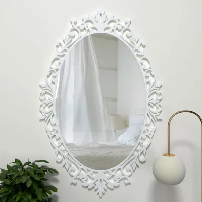 Classic Oval Vanity Mirror with Bold Motif