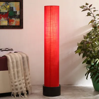 Classic Round Cotton & Natural Wood Floor Lamp