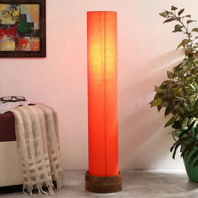 Classic Round Cotton & Natural Wood Floor Lamp