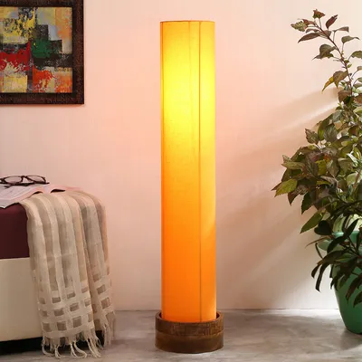 Classic Round Cotton & Natural Wood Floor Lamp