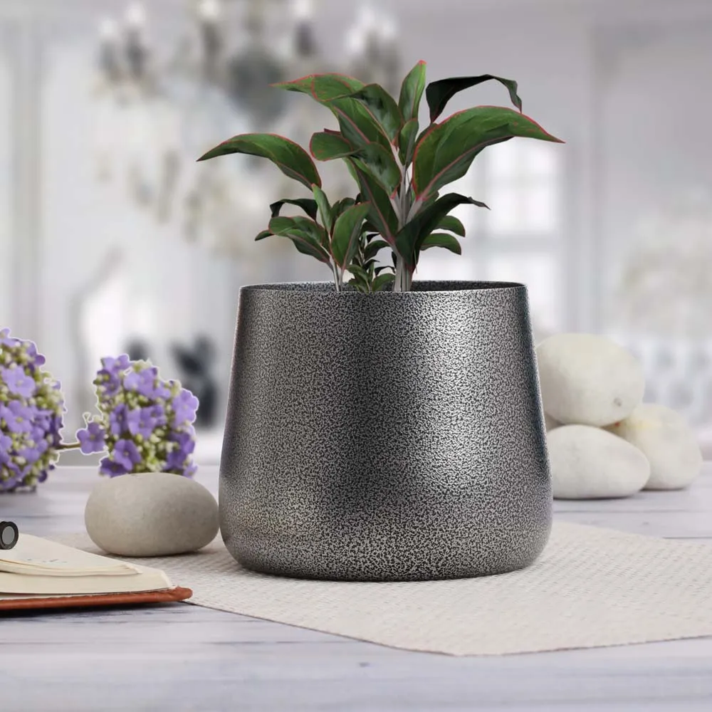 Classic Silver Table Top Designer Meena Metal Pot