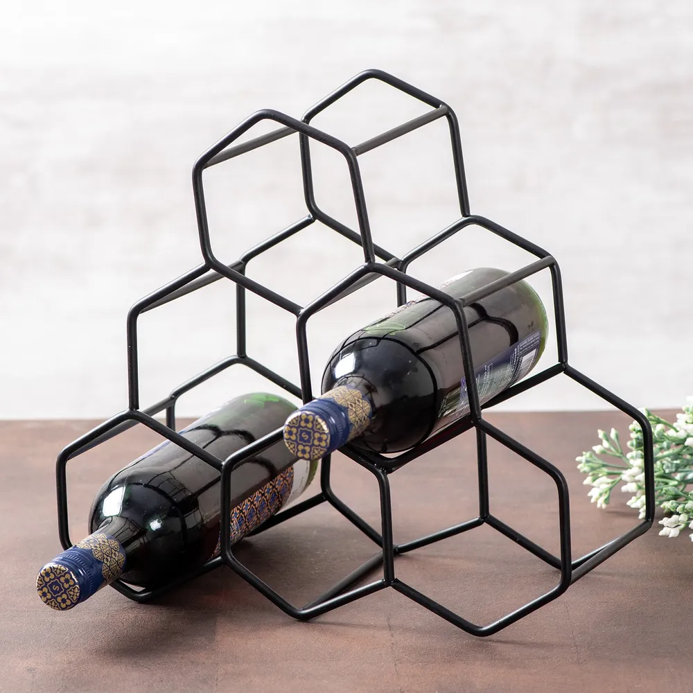 Classy Black Iron Wine Holder Rack