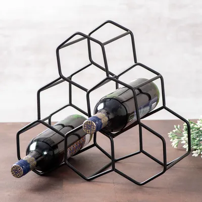 Classy Black Iron Wine Holder Rack