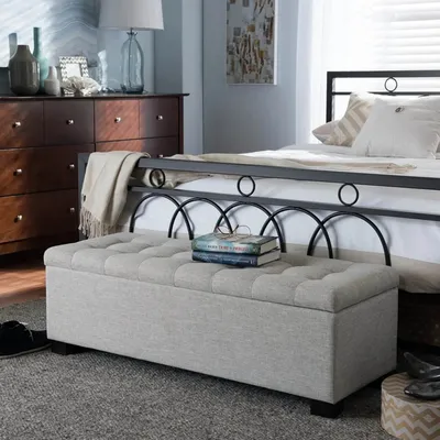 Classy Grey Resilient & Super Soft Luxurious Tufted Velvet Flip Top Storage Bench