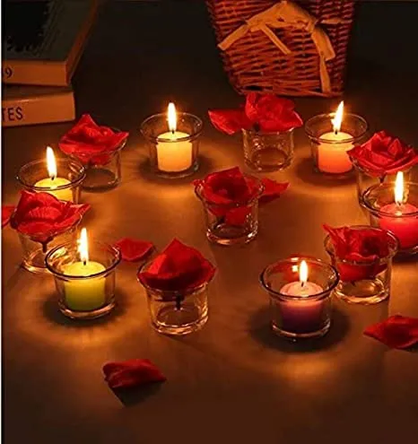 Clear Glass Votives Tea light Candle Holder Set Of 6