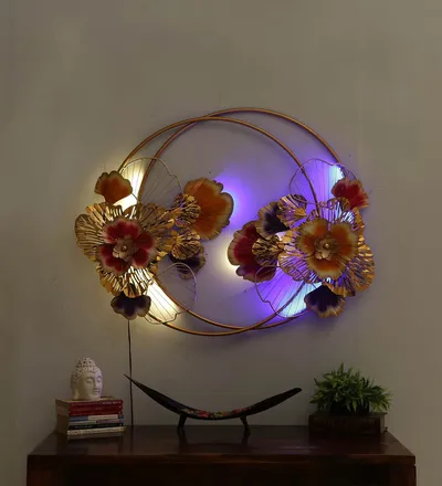 Climbers Around Circles LED Metal Wall Art