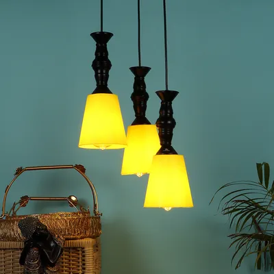 Clustered Black Metal Hanging Lights with Premium PVC Glass Shade