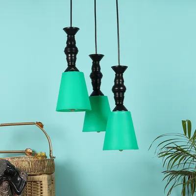 Clustered Black Metal Hanging Lights with Premium PVC Glass Shade