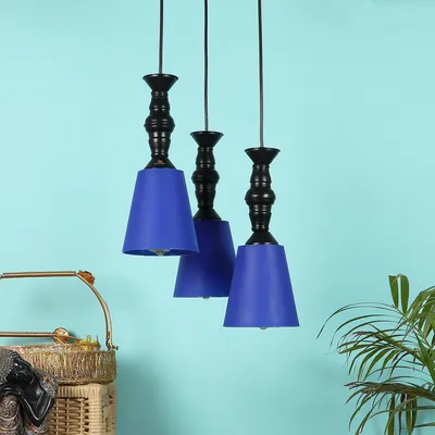 Clustered Black Metal Hanging Lights with Premium PVC Glass Shade
