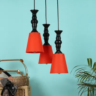 Clustered Black Metal Hanging Lights with Premium PVC Glass Shade