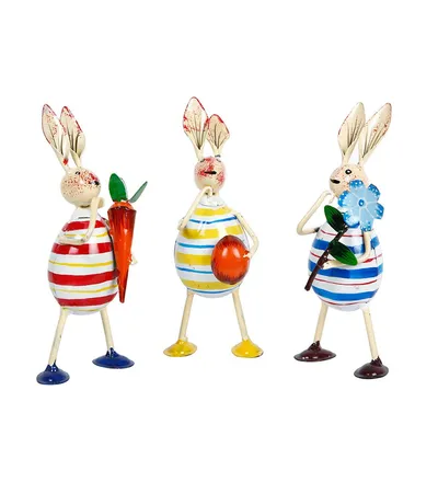 Colorful Decorative Rabbit Eggs Table Accent / Showpiece Set Of 3