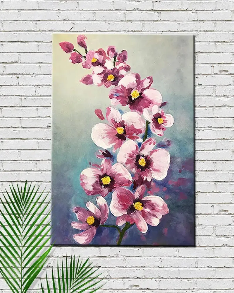 Colorful Rainy Flower Painting / Handmade Painting of Flowers on Canvas / Nature Painting