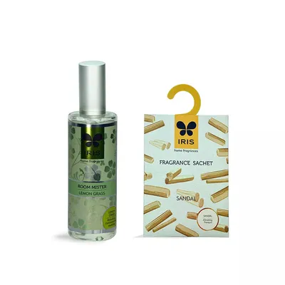 Combo Pack Of Sandalwood Fragrance Sachet & Lemon Grass 100ml Room Mister Spray