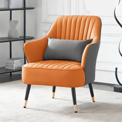 Contemporary Orange & Grey Accent Armchair
