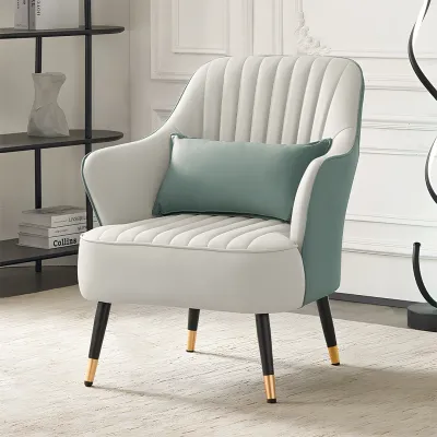 Contemporary Teal & White Accent Armchair