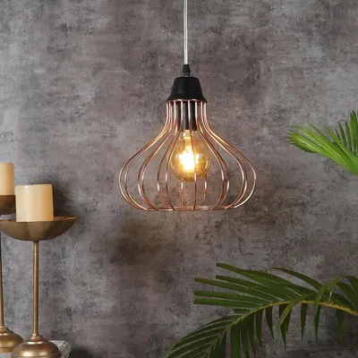 Copper Caged Modern Ceiling Light