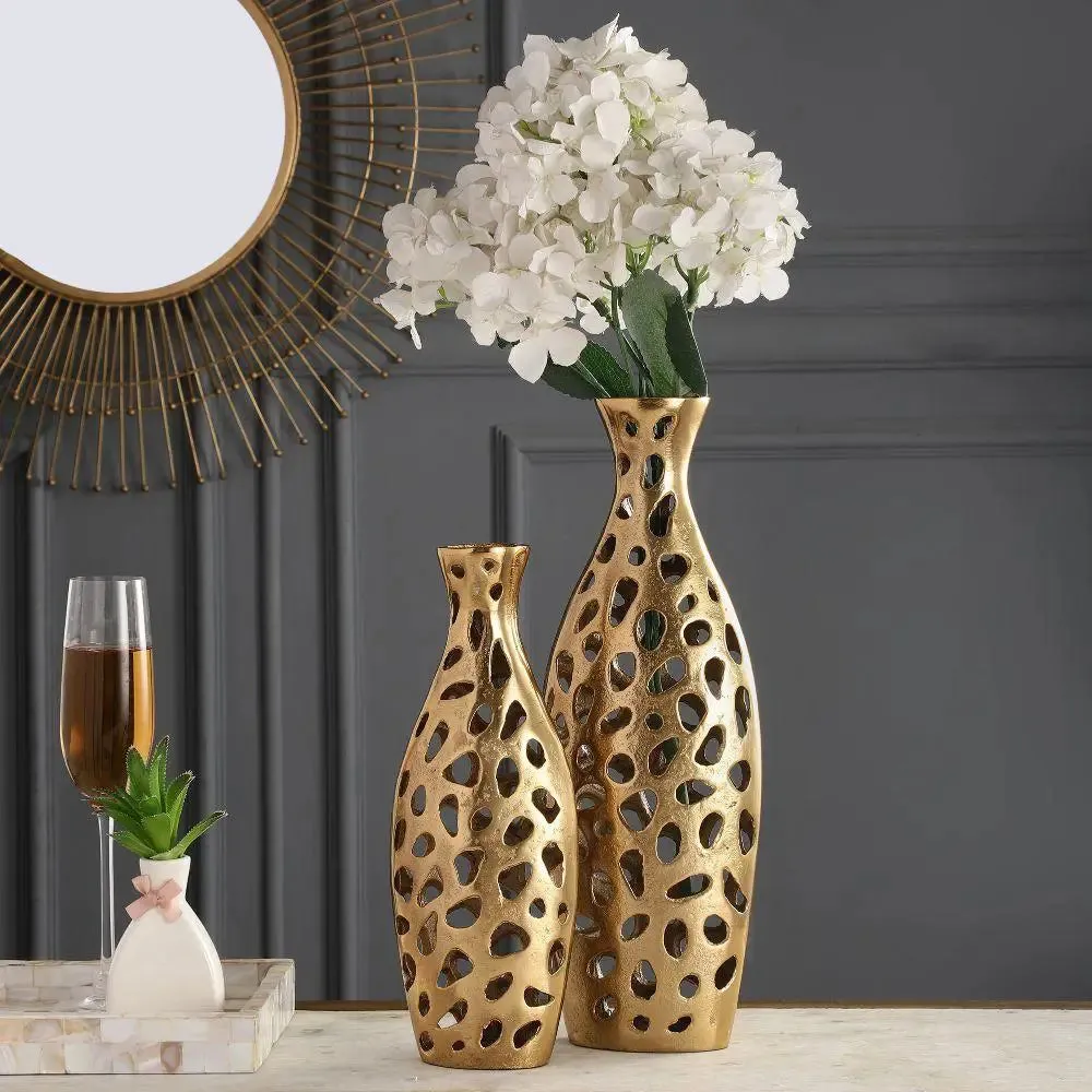 Copper Finish Aesthetic Decorative Vases for Home/Office