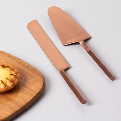 Copper Stainless Steel Classic Dessert Serving Set Of 2