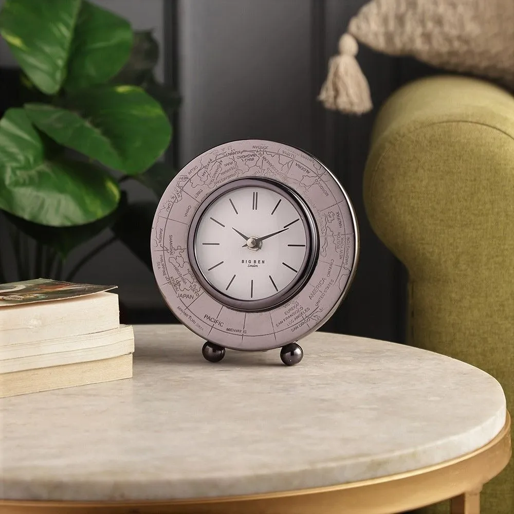 Copper-Toned Modish Table Clock with White Silhouette