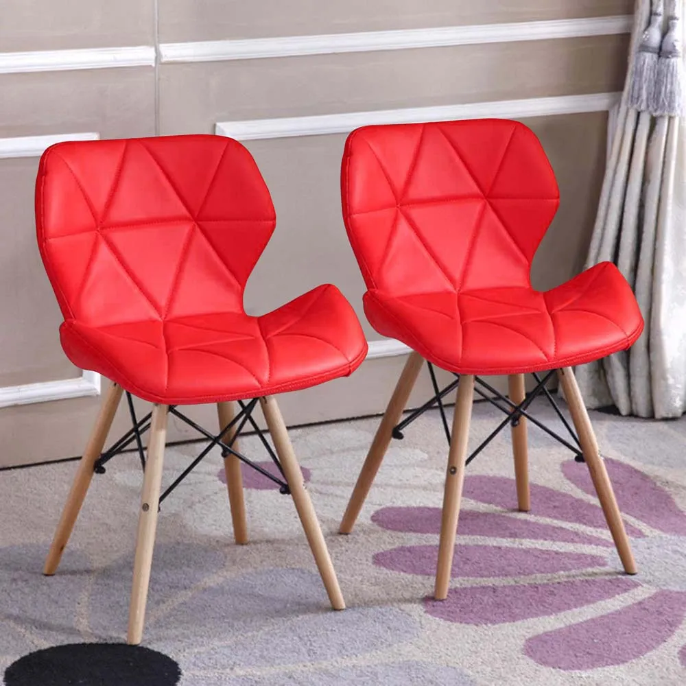 Coral Red Leatherette Contemporary Accent Chair Pack Of 1 & 2