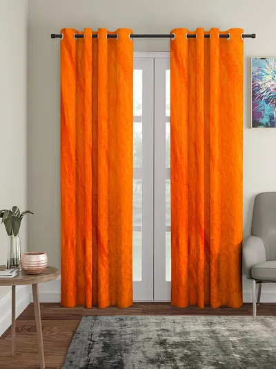 Cortina Florescent Orange Designer Eyelet Door Curtain
