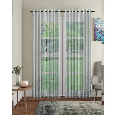 Cortina Grey Designer Sheer Door Net Curtain