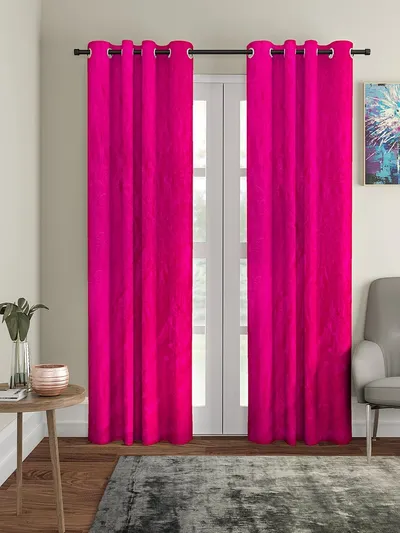 Cortina Hot Pink Designer Eyelet Door Curtain