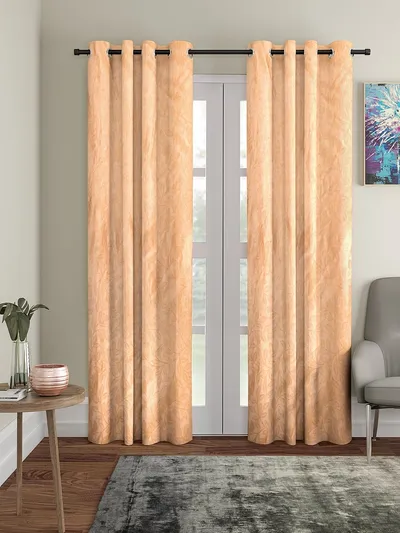 Cortina Light Beige Designer Eyelet Door Curtain