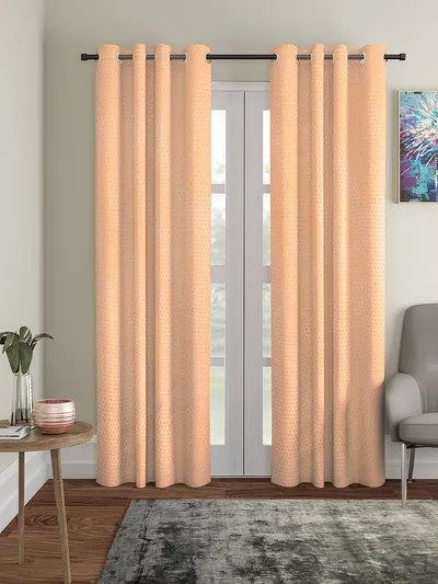 Cortina Light Peach Designer Eyelet Door Curtain