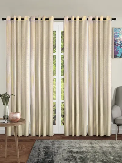 Cortina Light Yellow Designer Sheer Door Net Curtain