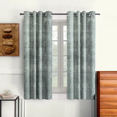 Cortina Luscious Light Grey Velvet Soft Eyelet Curtain