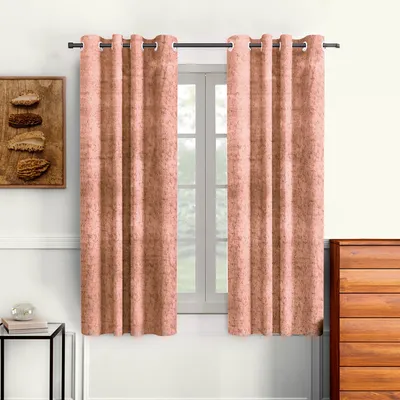 Cortina Luscious Light Grey Velvet Soft Eyelet Curtain-Set of 2