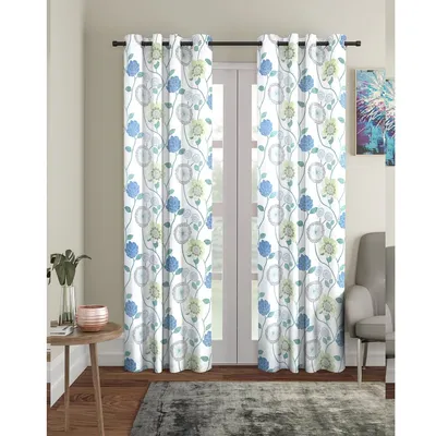 Cortina Pleasing White Printed Sheer Door Net Curtain