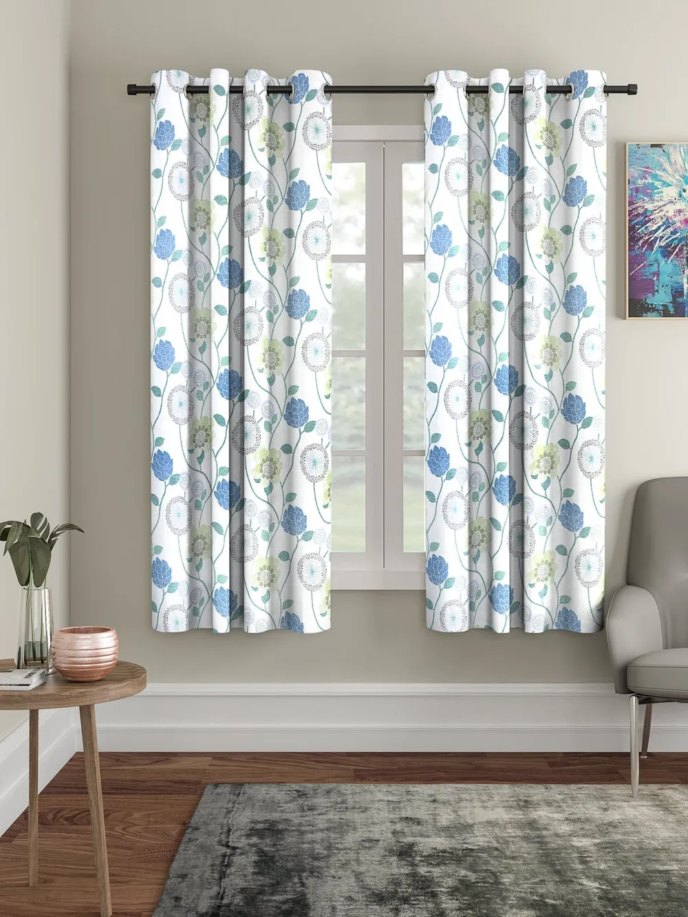 Cortina Pleasing White Printed Sheer Window Net Curtain Pack Of 2