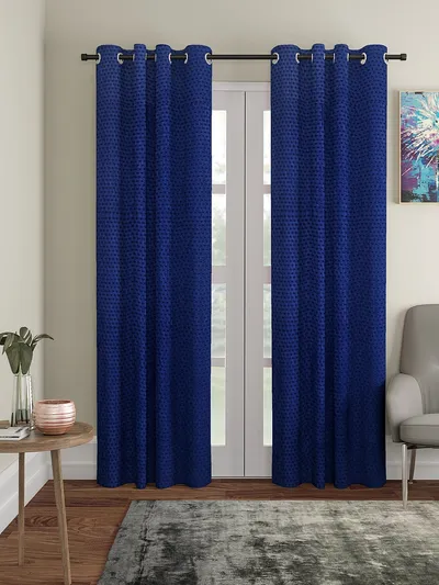 Cortina Pretty Blue Designer Eyelet Door Curtain