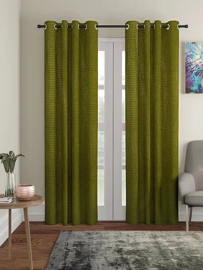 Cortina Sap Green  Designer Eyelet Door Curtain