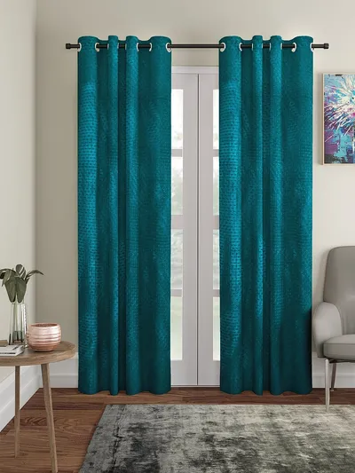 Cortina Sea Green Designer Eyelet Door Curtain