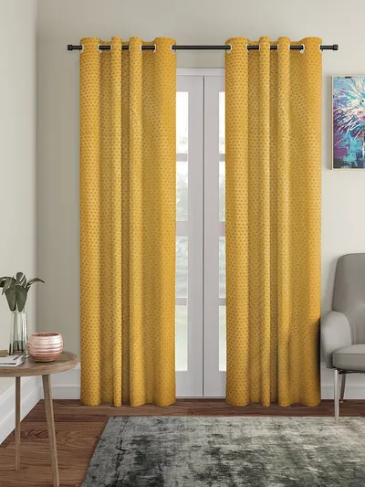 Cortina Sober Yellow Designer Eyelet Door Curtain