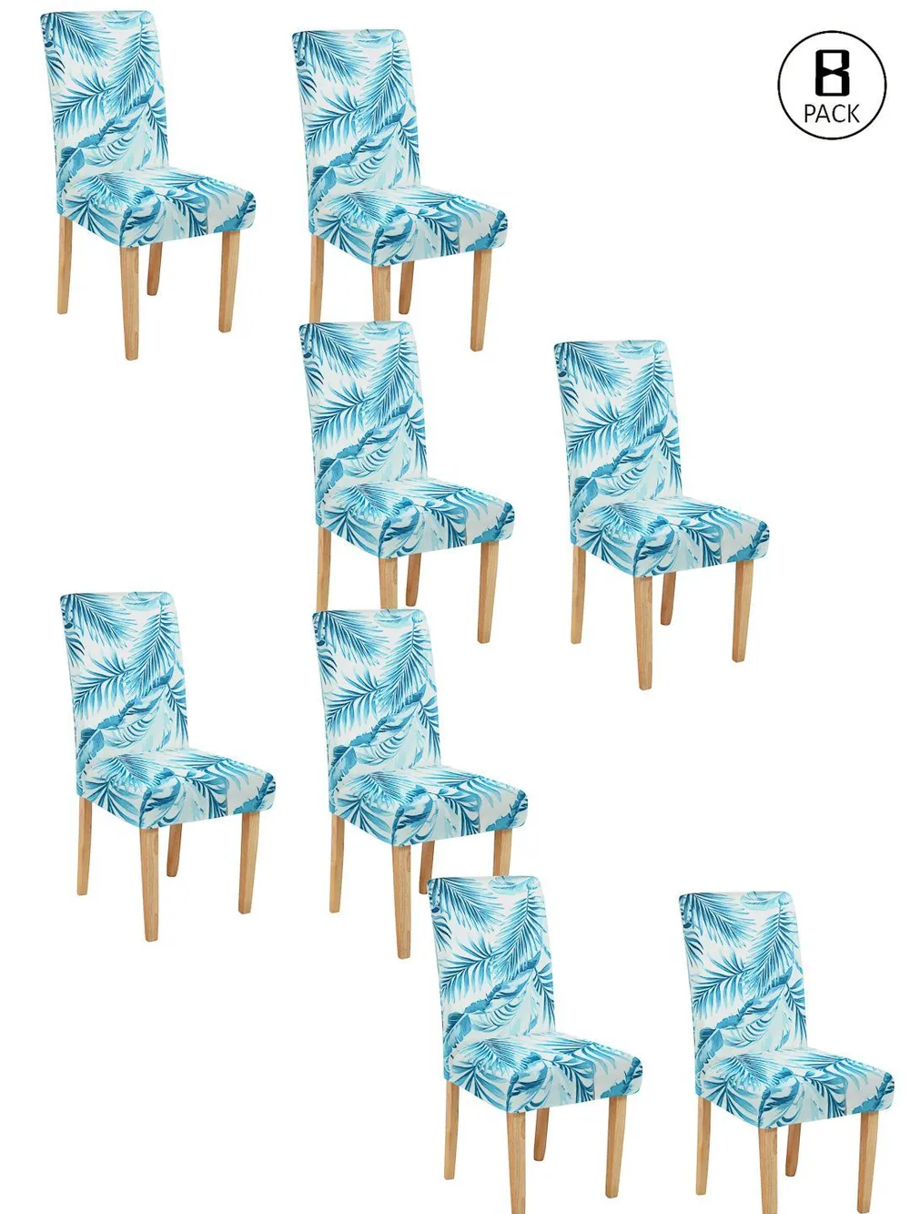 Cortina Spandex Stretchable Blue Leaf Printed Elastic Chair Cover