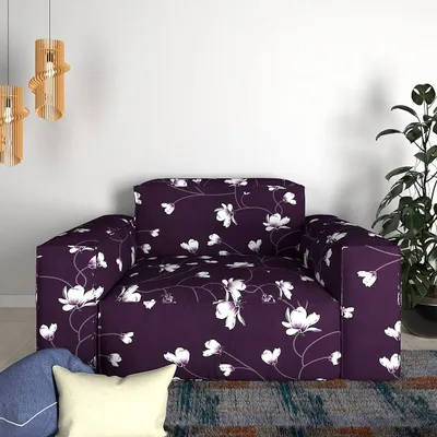Cortina Spandex Stretchable Floral Printed Purple Sofa Slip cover