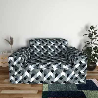 Cortina Spandex Stretchable Geometric Print Grey Sofa Slip cover