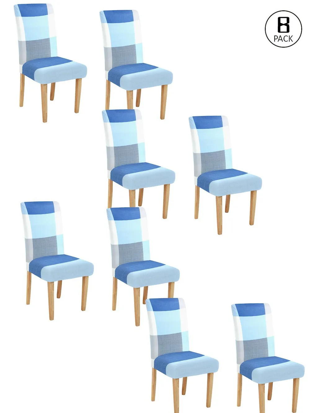 Cortina Spandex Stretchable Geometric Printed Elastic Blue Chair Cover