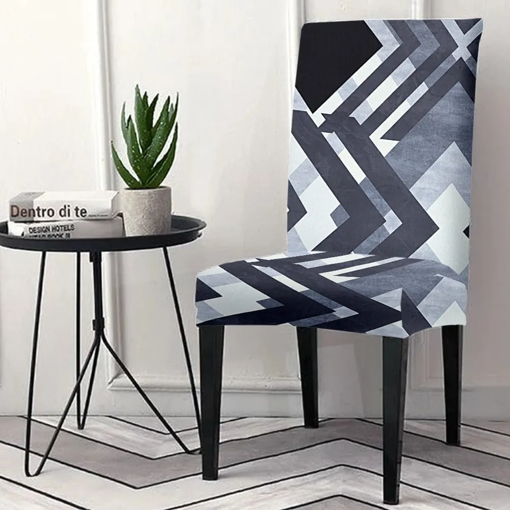 Cortina Spandex Stretchable Grey Damask Polyester Chair Cover (Set of 2, 4 & 6)