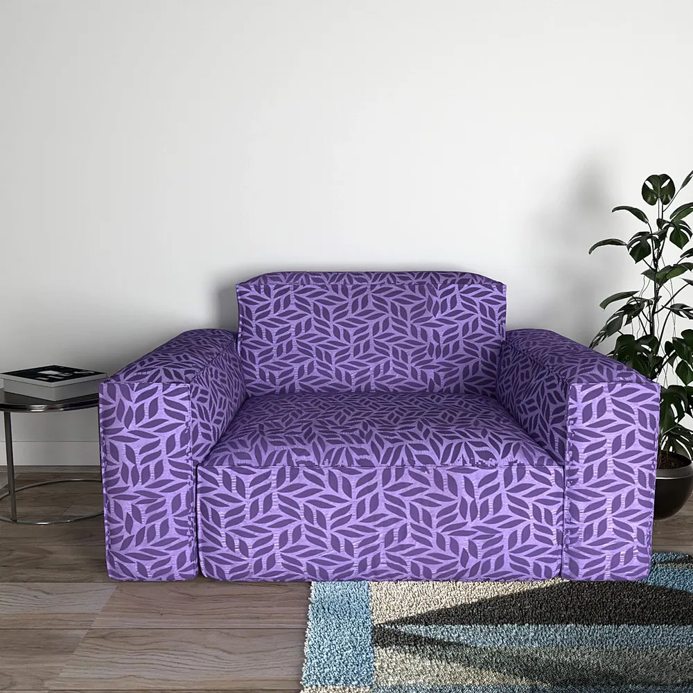Cortina Spandex Stretchable Leaf Print Purple Sofa Slipcover