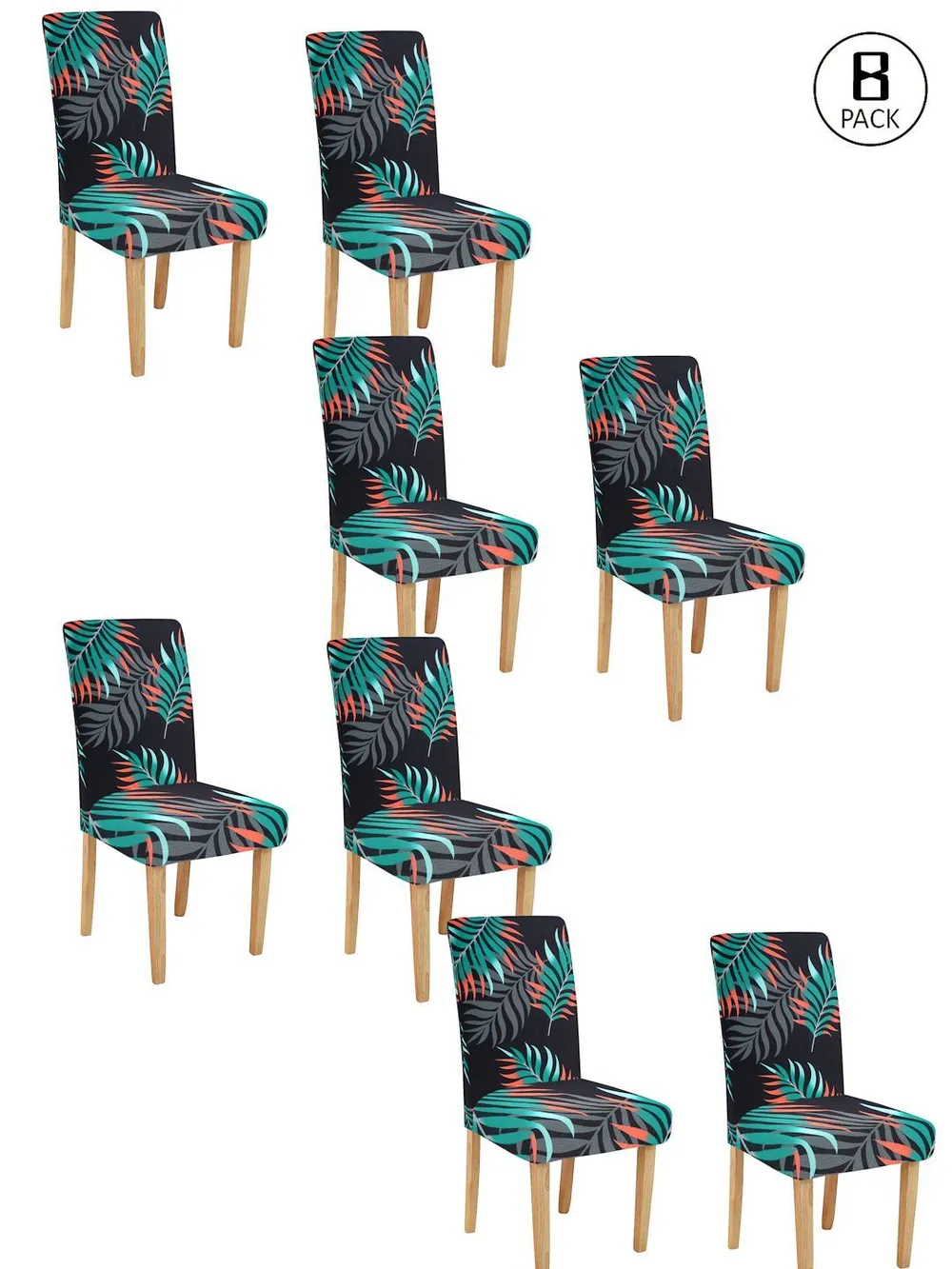 Cortina Spandex Stretchable Leaf Printed Elastic Black Chair Cover