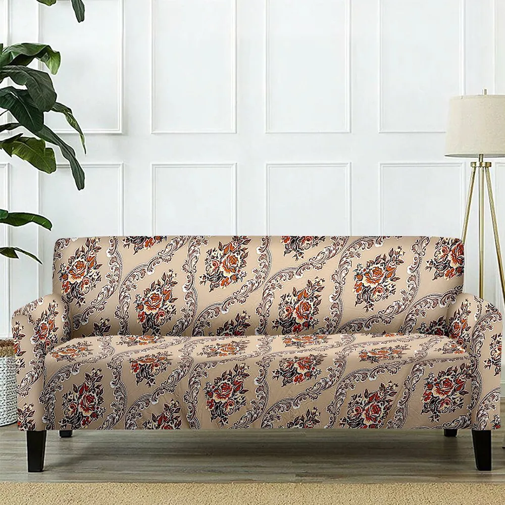 Cortina Spandex Stretchable Multicolor floral Motif One Seater  Sofa Slipcover