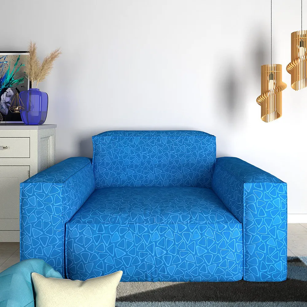 Cortina Spandex Stretchable Printed Blue Sofa Slip cover